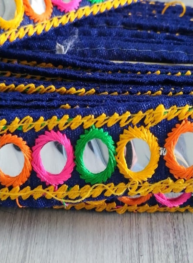 PREMDAS LACES Premdas lace Multicolor Banjara Trims, Embroidery Multicolor Banjara Sewing lace, for Junk journals, Scrapbooking,Art Craft Project,Thread Work Sari Trim Multicolour 9mter (Blue) - Image 4